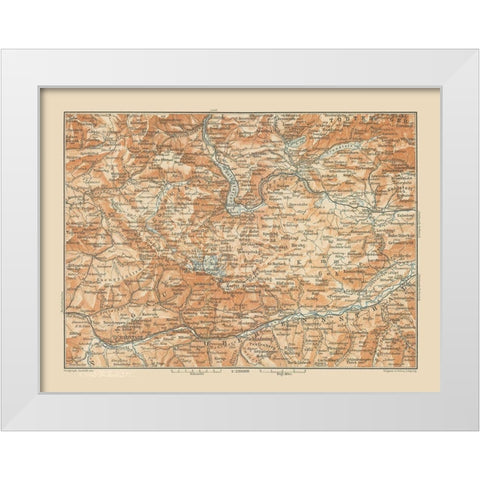 Dachstein Region Austria - Baedeker 1910 White Modern Wood Framed Art Print by Baedeker