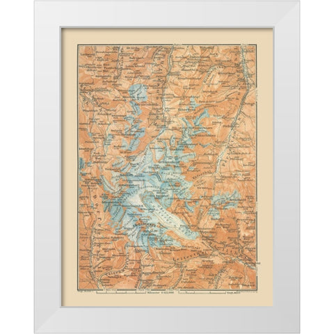 Glockner Barenkopf Region Austria - Baedeker 1910 White Modern Wood Framed Art Print by Baedeker