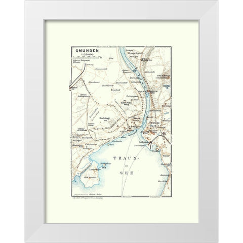 Gmunden Austria - Baedeker 1910 White Modern Wood Framed Art Print by Baedeker