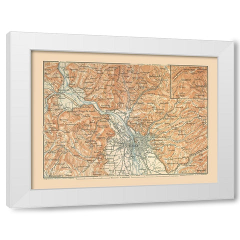 Graz Austria - Baedeker 1910 White Modern Wood Framed Art Print by Baedeker