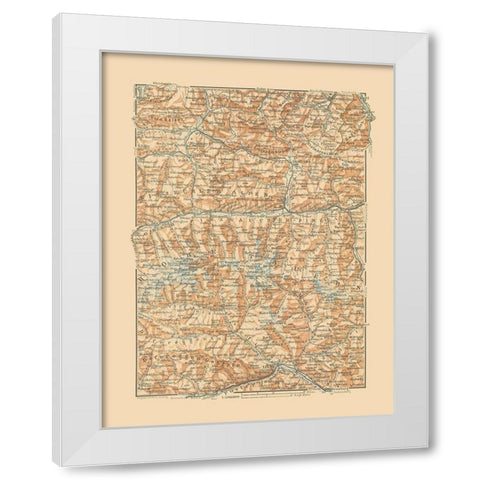 Hohe Tauern Region Austria - Baedeker 1910 White Modern Wood Framed Art Print by Baedeker