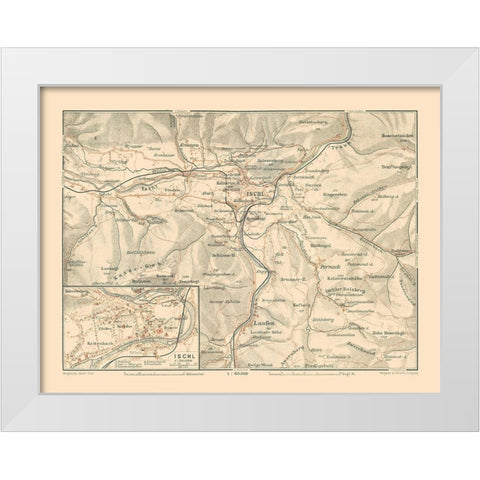 Ischgl Austria - Baedeker 1910 White Modern Wood Framed Art Print by Baedeker