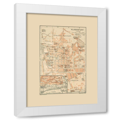 Klagenfurt Austria - Baedeker 1910 White Modern Wood Framed Art Print by Baedeker