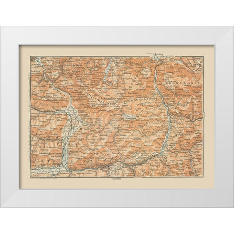 Mitter Pinzgau Region Austria - Baedeker 1910 White Modern Wood Framed Art Print by Baedeker