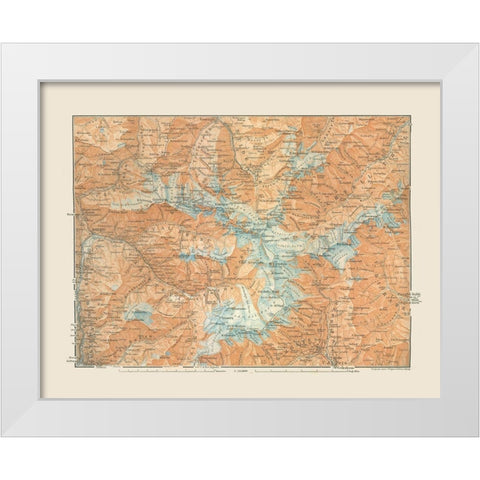 Western Austria Region - Baedeker 1910 White Modern Wood Framed Art Print by Baedeker