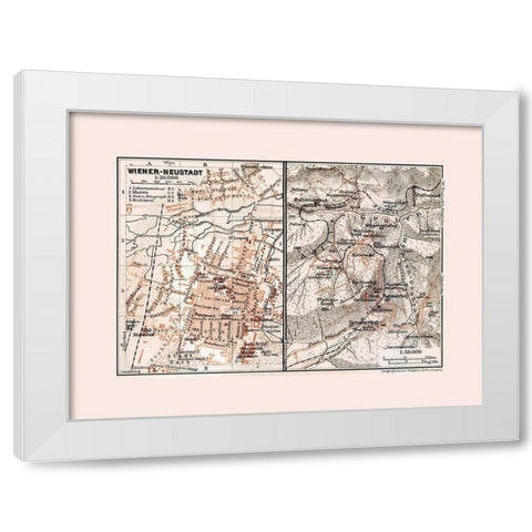 Wiener Neustadt Austria - Baedeker 1910 White Modern Wood Framed Art Print by Baedeker