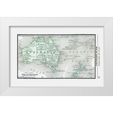 Australia New Zealand - Rand McNally 1886 White Modern Wood Framed Art Print by Rand McNally