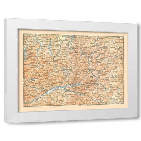 Upper Austria - Baedeker 1896 White Modern Wood Framed Art Print by Baedeker