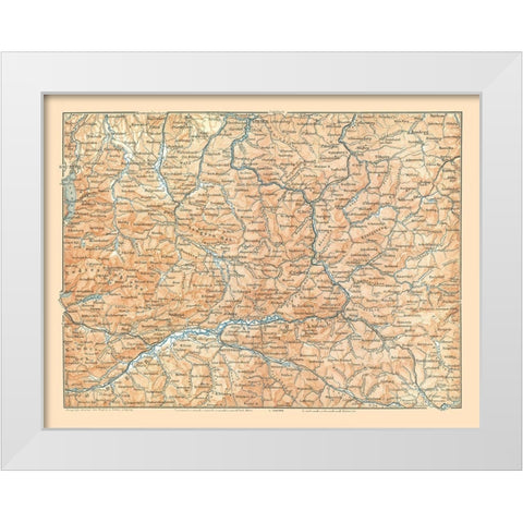 Upper Austria - Baedeker 1896 White Modern Wood Framed Art Print by Baedeker