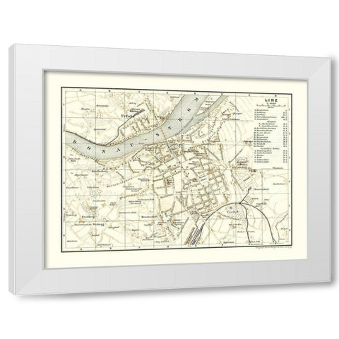 Linz Austria - Baedeker 1896 White Modern Wood Framed Art Print by Baedeker