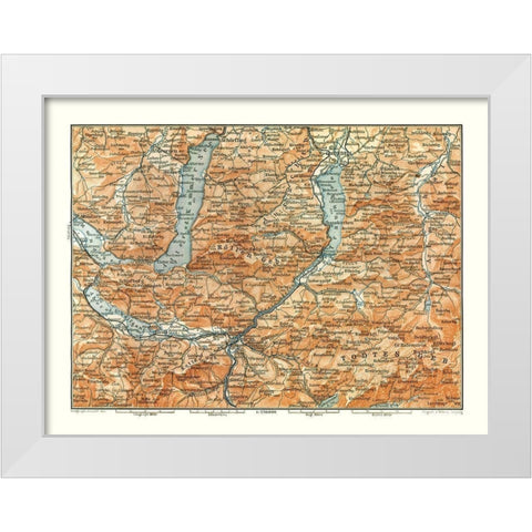 Hollen Geb Region Austria - Baedeker 1896 White Modern Wood Framed Art Print by Baedeker