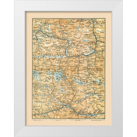 Central Austria - Baedeker 1896 White Modern Wood Framed Art Print by Baedeker