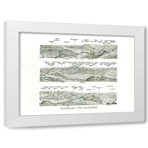 Schafberg Panorama Austria - Baedeker 1896 White Modern Wood Framed Art Print by Baedeker