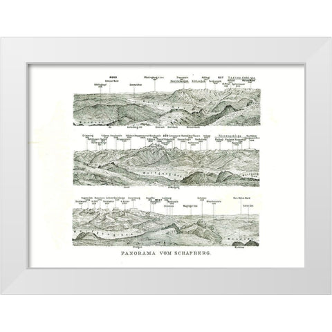 Schafberg Panorama Austria - Baedeker 1896 White Modern Wood Framed Art Print by Baedeker