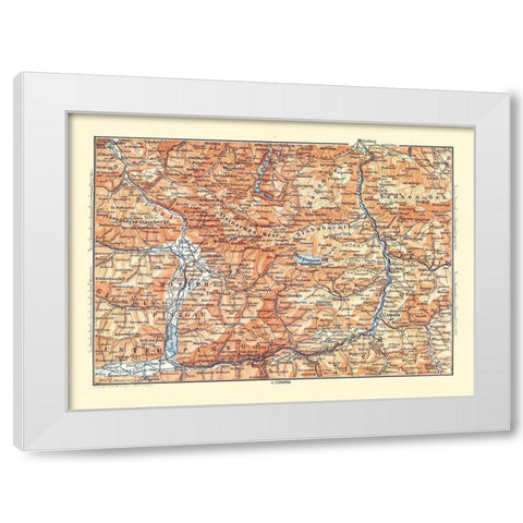 Pinzgau Region Austria - Baedeker 1896 White Modern Wood Framed Art Print by Baedeker