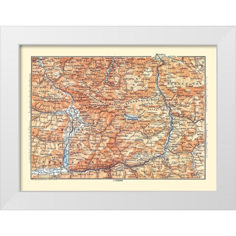 Pinzgau Region Austria - Baedeker 1896 White Modern Wood Framed Art Print by Baedeker