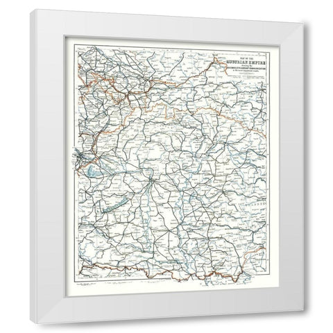 Railways Roads Austrian Empire - Baedeker 1896 White Modern Wood Framed Art Print by Baedeker