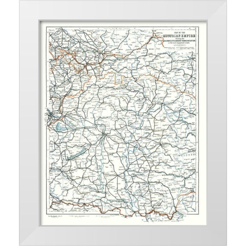 Railways Roads Austrian Empire - Baedeker 1896 White Modern Wood Framed Art Print by Baedeker