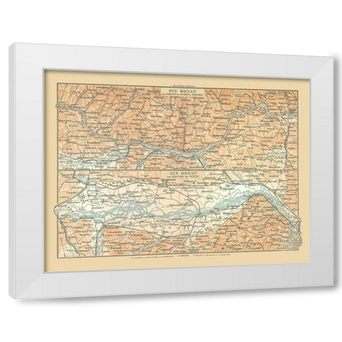 Danube River Austria - Baedeker 1896 White Modern Wood Framed Art Print by Baedeker