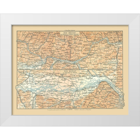 Danube River Austria - Baedeker 1896 White Modern Wood Framed Art Print by Baedeker