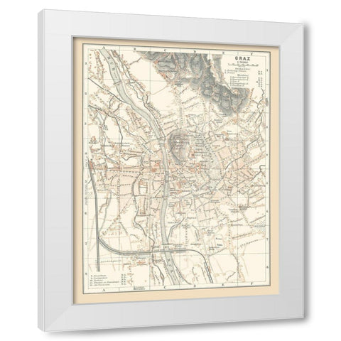 Graz Austria - Baedeker 1896 White Modern Wood Framed Art Print by Baedeker