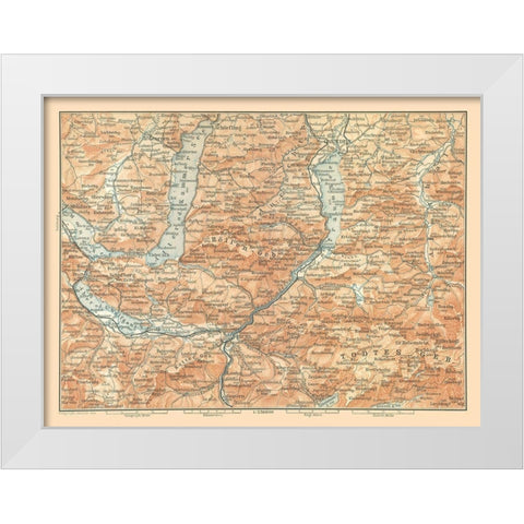 North Austria - Baedeker 1896 White Modern Wood Framed Art Print by Baedeker