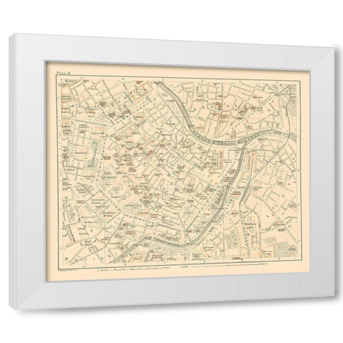 Leopoldstadt Vienna Austria - Baedeker 1896 White Modern Wood Framed Art Print by Baedeker