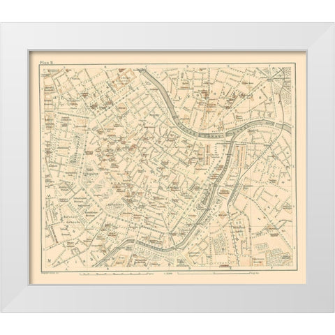 Leopoldstadt Vienna Austria - Baedeker 1896 White Modern Wood Framed Art Print by Baedeker