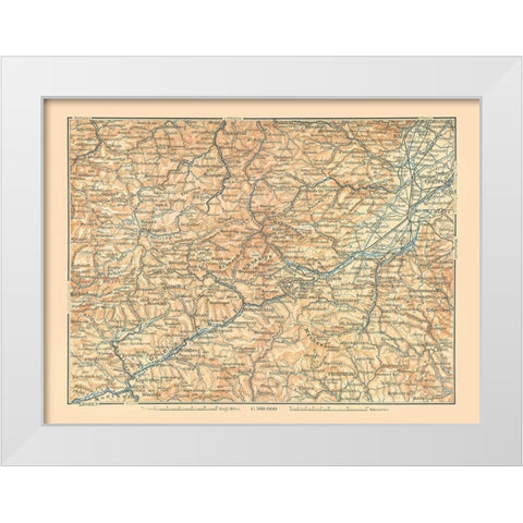 Murzthal Austria - Baedeker 1896 White Modern Wood Framed Art Print by Baedeker