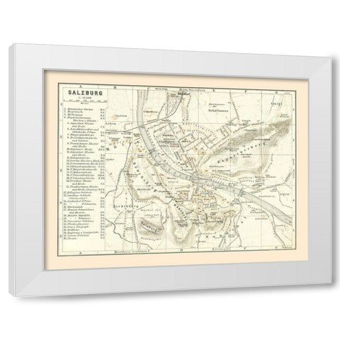 Salzburg Austria - Baedeker 1896 White Modern Wood Framed Art Print by Baedeker