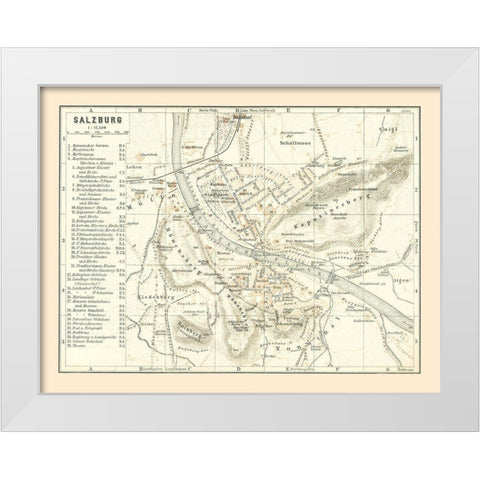 Salzburg Austria - Baedeker 1896 White Modern Wood Framed Art Print by Baedeker