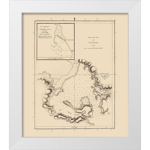 Avacha Bay Nautical Russia - Bligh 1785 White Modern Wood Framed Art Print by Bligh