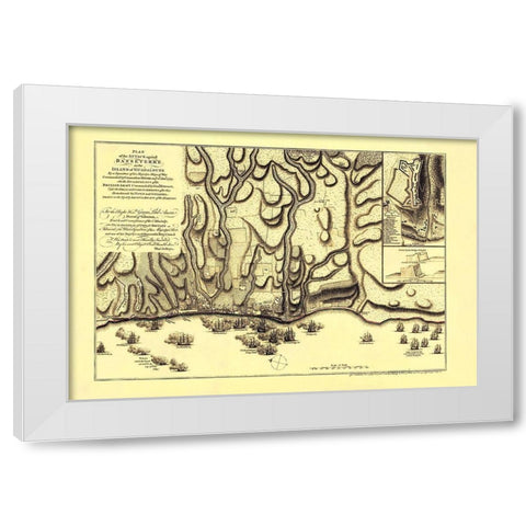 Attack Basseterre on Island Guadeloupe France White Modern Wood Framed Art Print by Jefferys