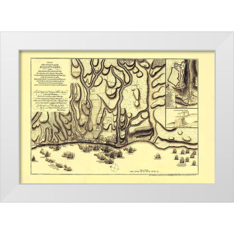 Attack Basseterre on Island Guadeloupe France White Modern Wood Framed Art Print by Jefferys