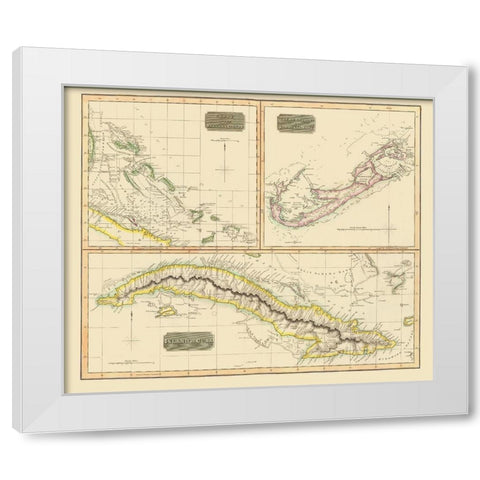 Bahamas Bermuda Cuba Islands - Thomson 1829 White Modern Wood Framed Art Print by Thomson
