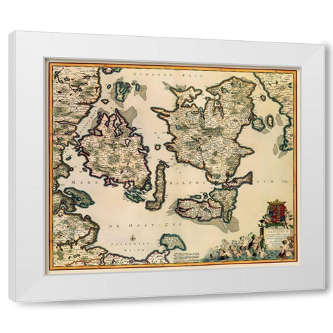 Baltic Isles Denmark - De Wit 1680 White Modern Wood Framed Art Print by De Wit