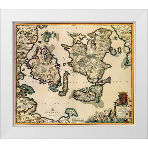 Baltic Isles Denmark - De Wit 1680 White Modern Wood Framed Art Print by De Wit