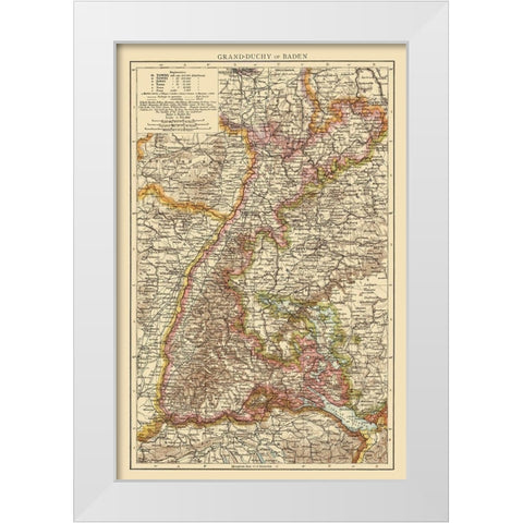 Grand Duchy of Baden Germany - Andree 1895 White Modern Wood Framed Art Print by Andree