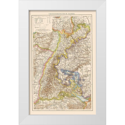 Grand Duchy of Baden Germany - Andree 1895 White Modern Wood Framed Art Print by Andree