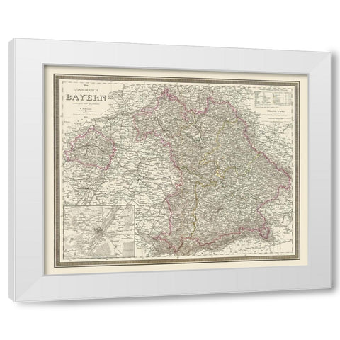 Bavaria Region Germany - Weiland 1856 White Modern Wood Framed Art Print by Weiland