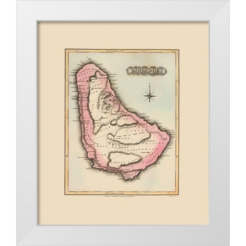 Barbados - Lucas 1823 White Modern Wood Framed Art Print by Lucas
