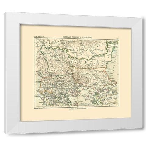 Macedonia Thracia Dardania Paeonia - Perthes 1896 White Modern Wood Framed Art Print by Perthes