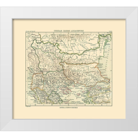 Macedonia Thracia Dardania Paeonia - Perthes 1896 White Modern Wood Framed Art Print by Perthes