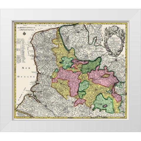 Artesia Belgium Benelux - Blaeu 1740 White Modern Wood Framed Art Print by Blaeu