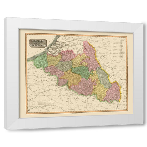 Benelux Belgium Netherlands - Thomson 1815 White Modern Wood Framed Art Print by Thomson