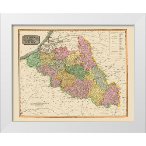 Benelux Belgium Netherlands - Thomson 1815 White Modern Wood Framed Art Print by Thomson