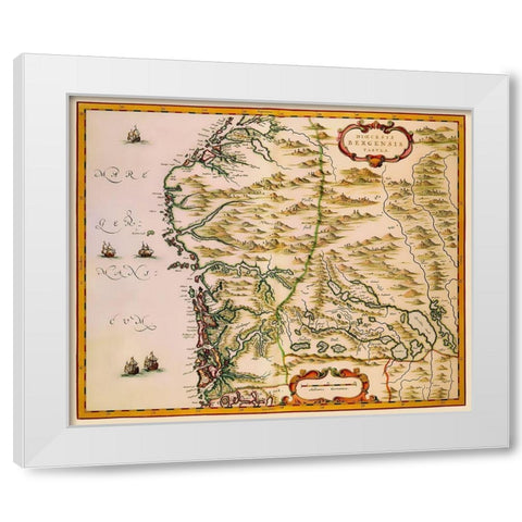 Bergen Norway Scandinavia - Blaeu 1662 White Modern Wood Framed Art Print by Blaeu