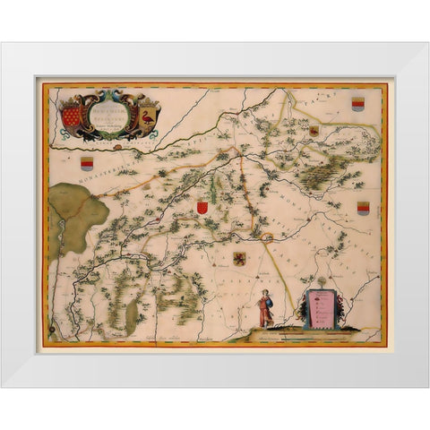 Bentheim Steinfurt Districts Germany - Blaeu 1635 White Modern Wood Framed Art Print by Blaeu