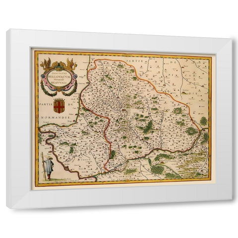 Beauvais Region France - Blaeu 1638 White Modern Wood Framed Art Print by Blaeu