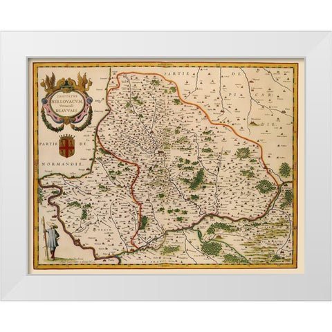 Beauvais Region France - Blaeu 1638 White Modern Wood Framed Art Print by Blaeu